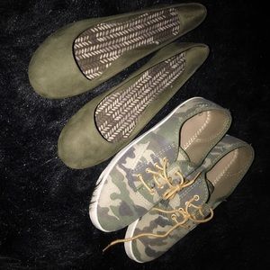 Time and Tru Olive Green Flats Bundle